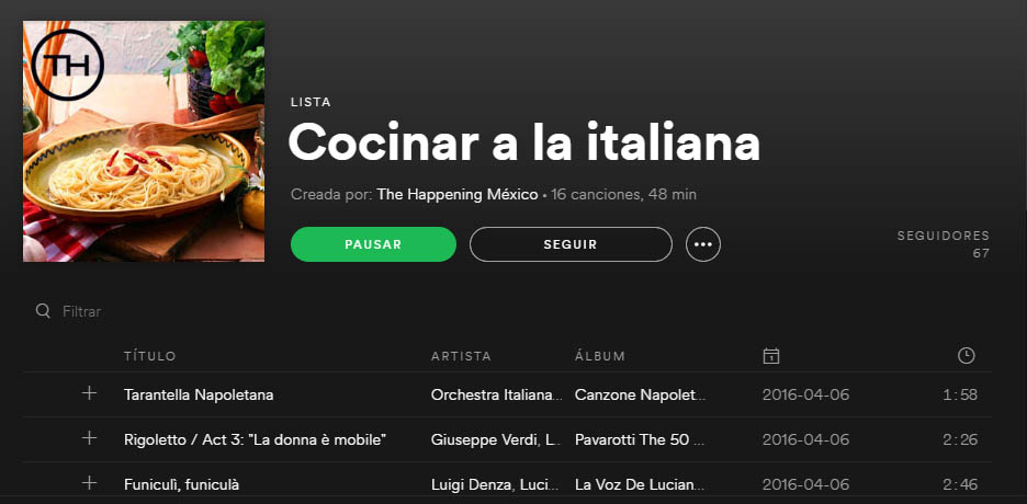 Cocinar a la italiana con una playlist de Spotify