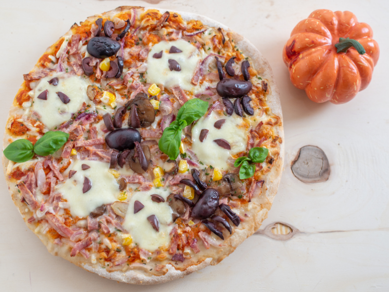 Receta de pizza de Halloween