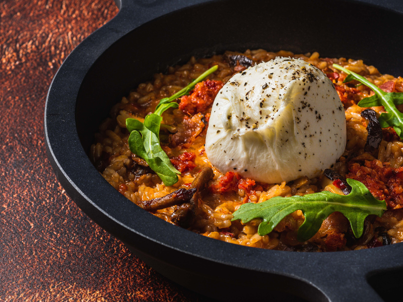 Risotto de nduja y burrata