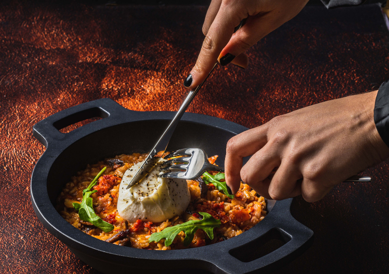 risotto con burrata