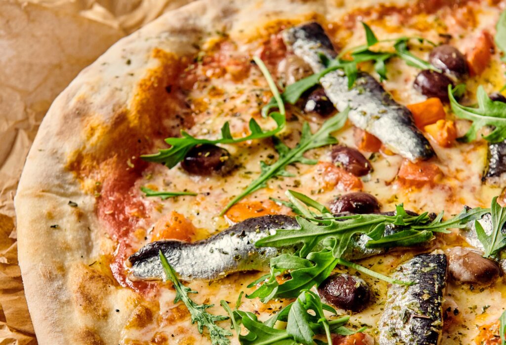 sardinas en la pizza La Famiglia