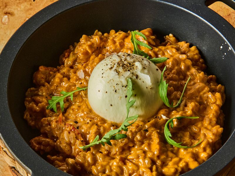 Risotto de nduja y burrata italiana: receta original